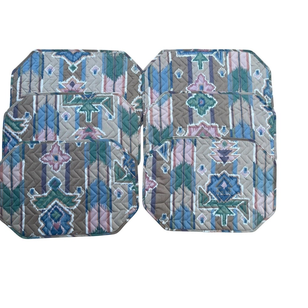 NAVAJO SOUTHWESTERN STYLE‎ PASTEL PLACEMATS SET OF6 DOUBLE SIDED